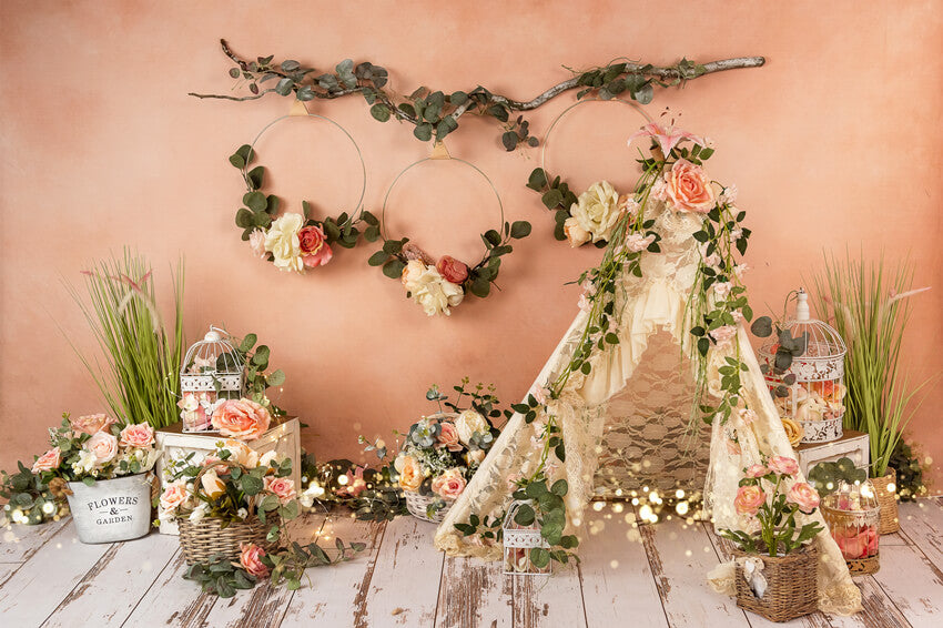 Flowers Lace Tent Spring Decoration Backdrop UK M5-158