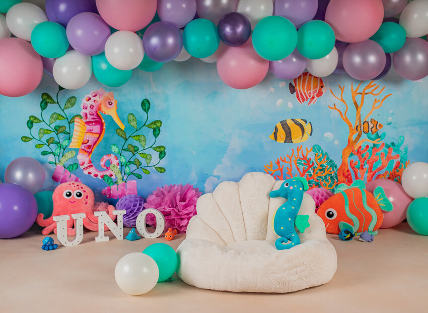 Ocean Mermaid Fish Birthday Decor Backdrop UK M5-23