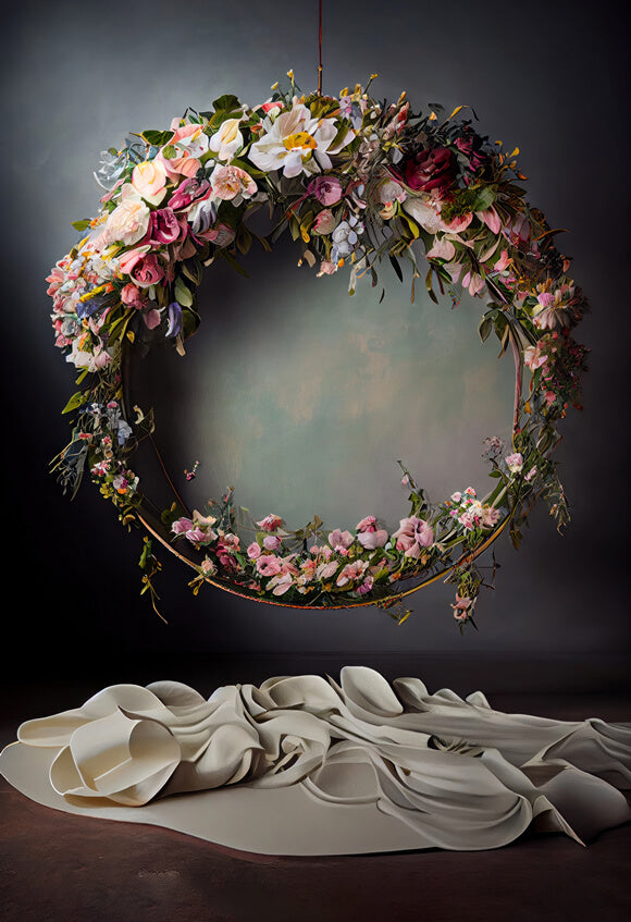 Flower Wreath Abstract Photo Booth Backdrop UK M5-54