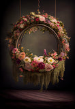 Abstract Hanging Flower Wreath Backdrop UK M5-58