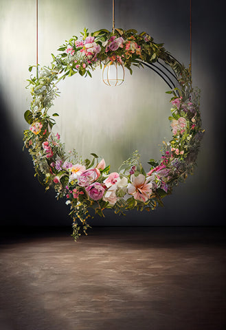 Abstract Hanging Floral Ring Photography Backdrop UK M5-62