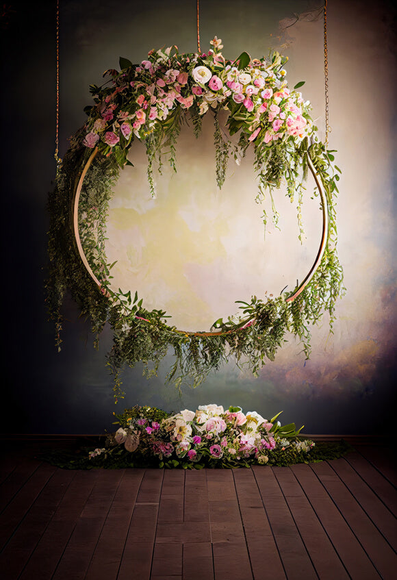 Vintage Flower Garland Abstract Textured Backdrop UK M5-66