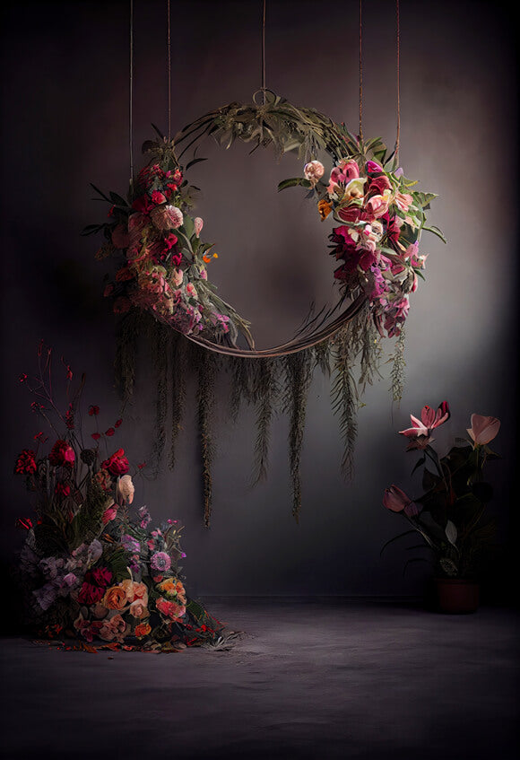 Flowers Hanging Wreath Abstract Backdrop UK M5-71