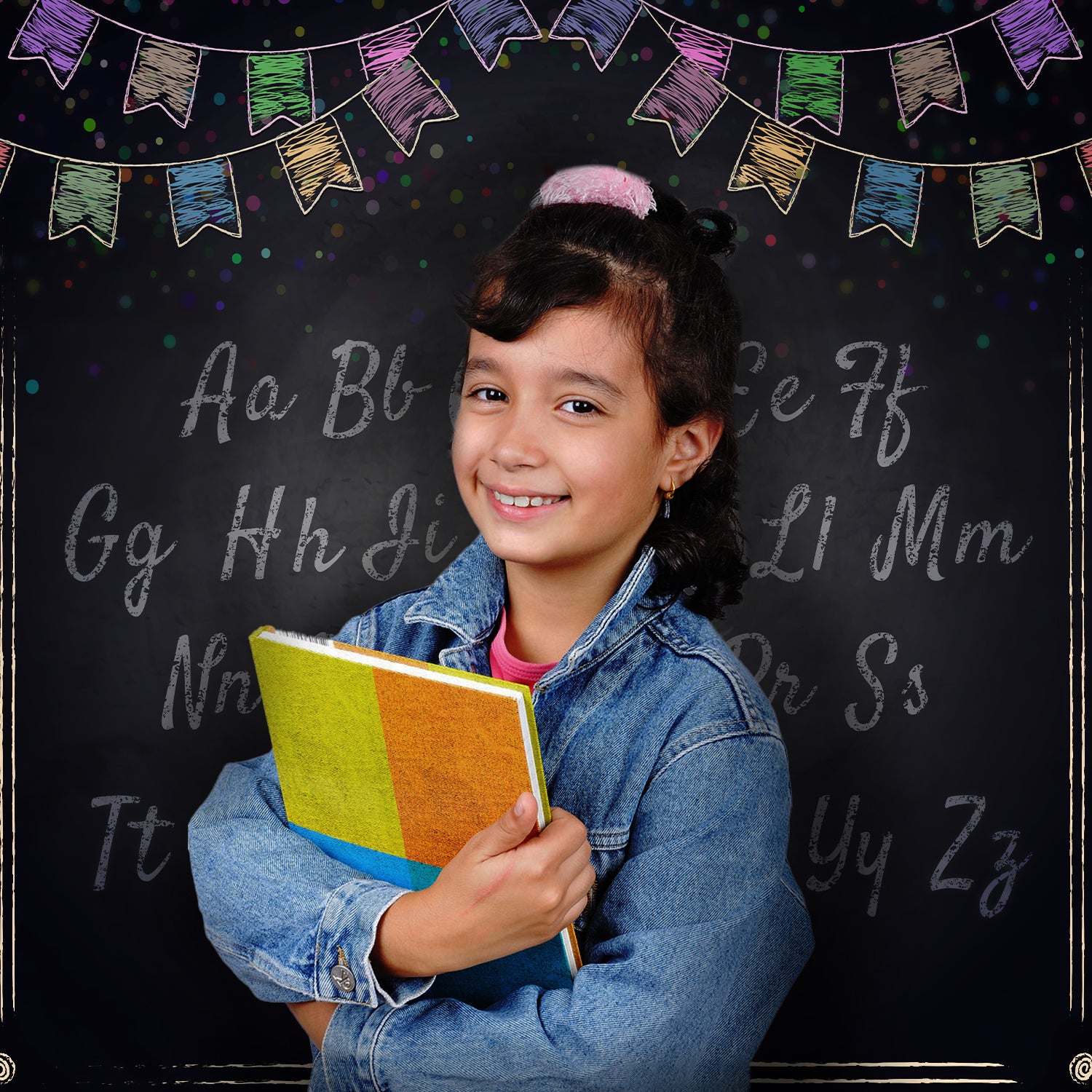 Alphabet Blackboard Back to School Backdrop UK M5-85