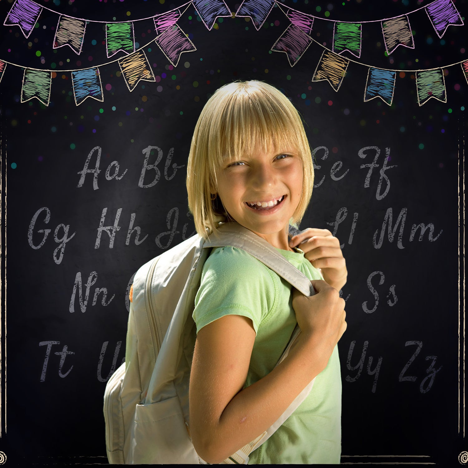 Alphabet Blackboard Back to School Backdrop UK M5-85