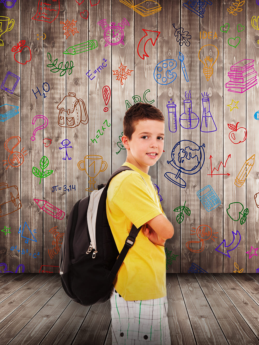 Back to School Crayon Doodle Wood Backdrop UK M5-86