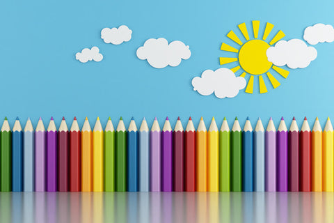 Colorful Pencil Sun Cloud Cartoon Backdrop UK M5-91