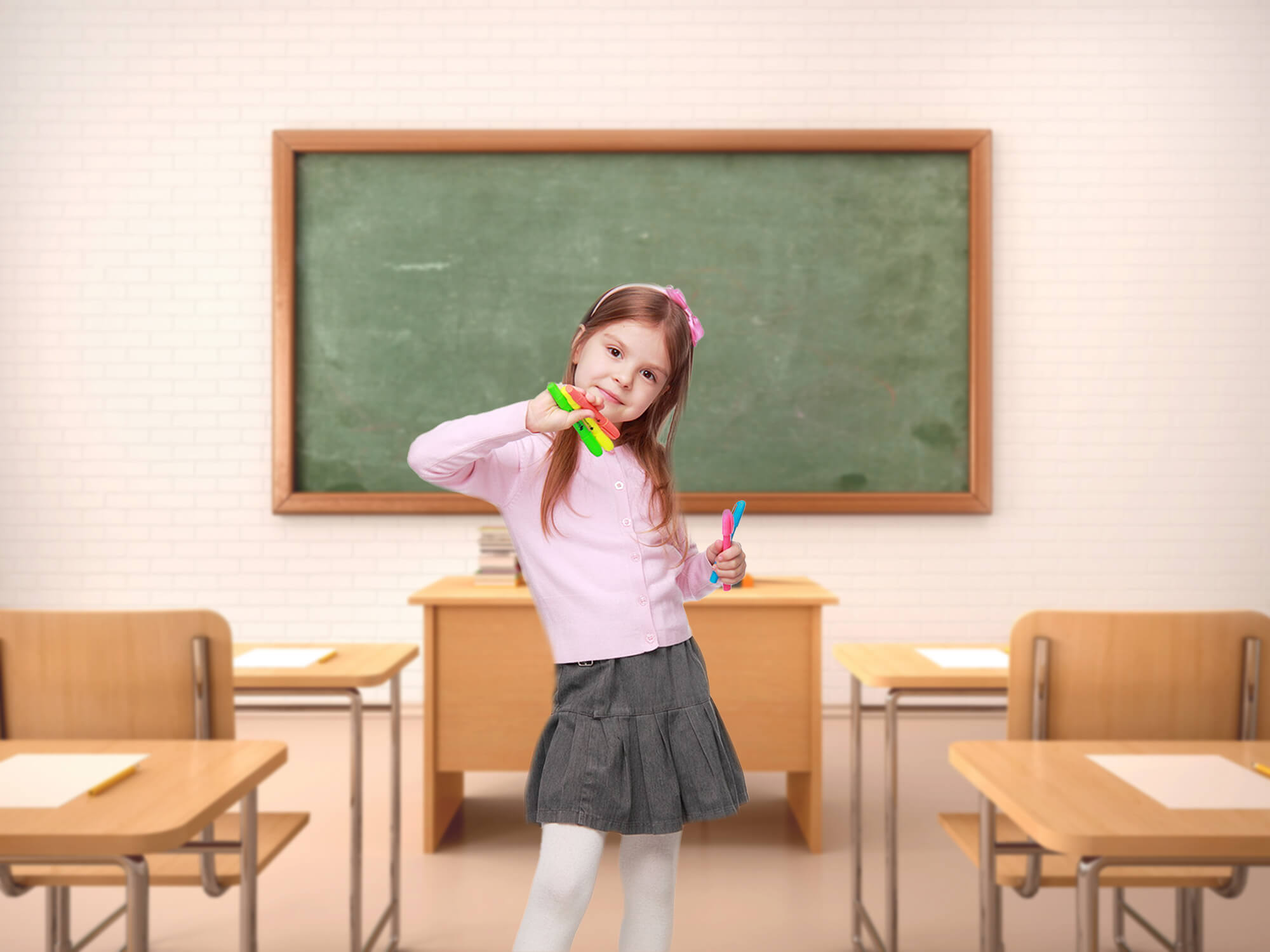 Back to School Classroom Interior Backdrop UK M5-93