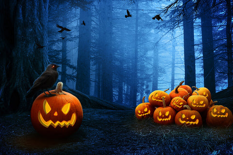 Spooky Forest Night Pumpkin Halloween Backdrop UK M6-122