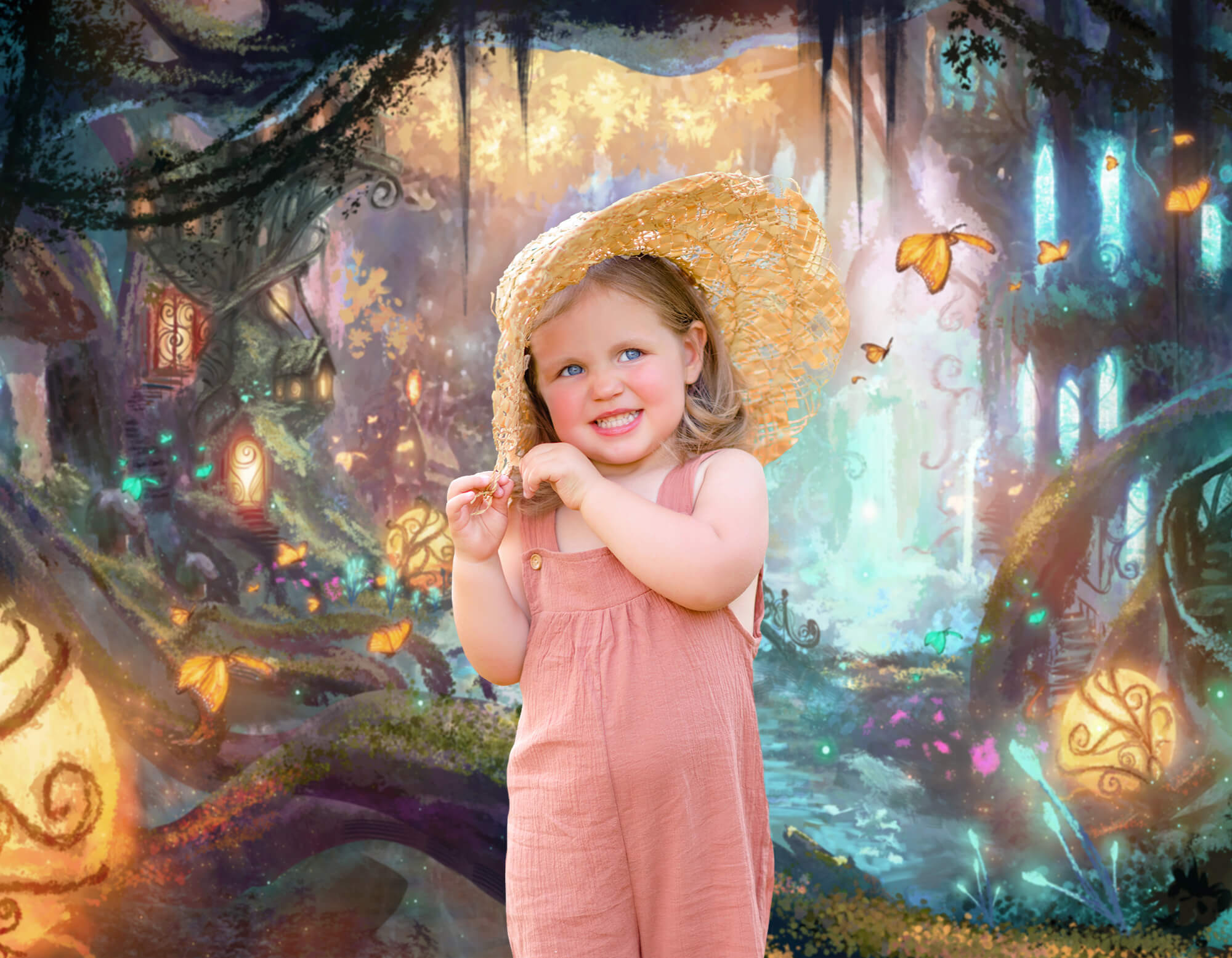 Wonderland Forest  Butterfly Firefly Backdrop UK M6-125