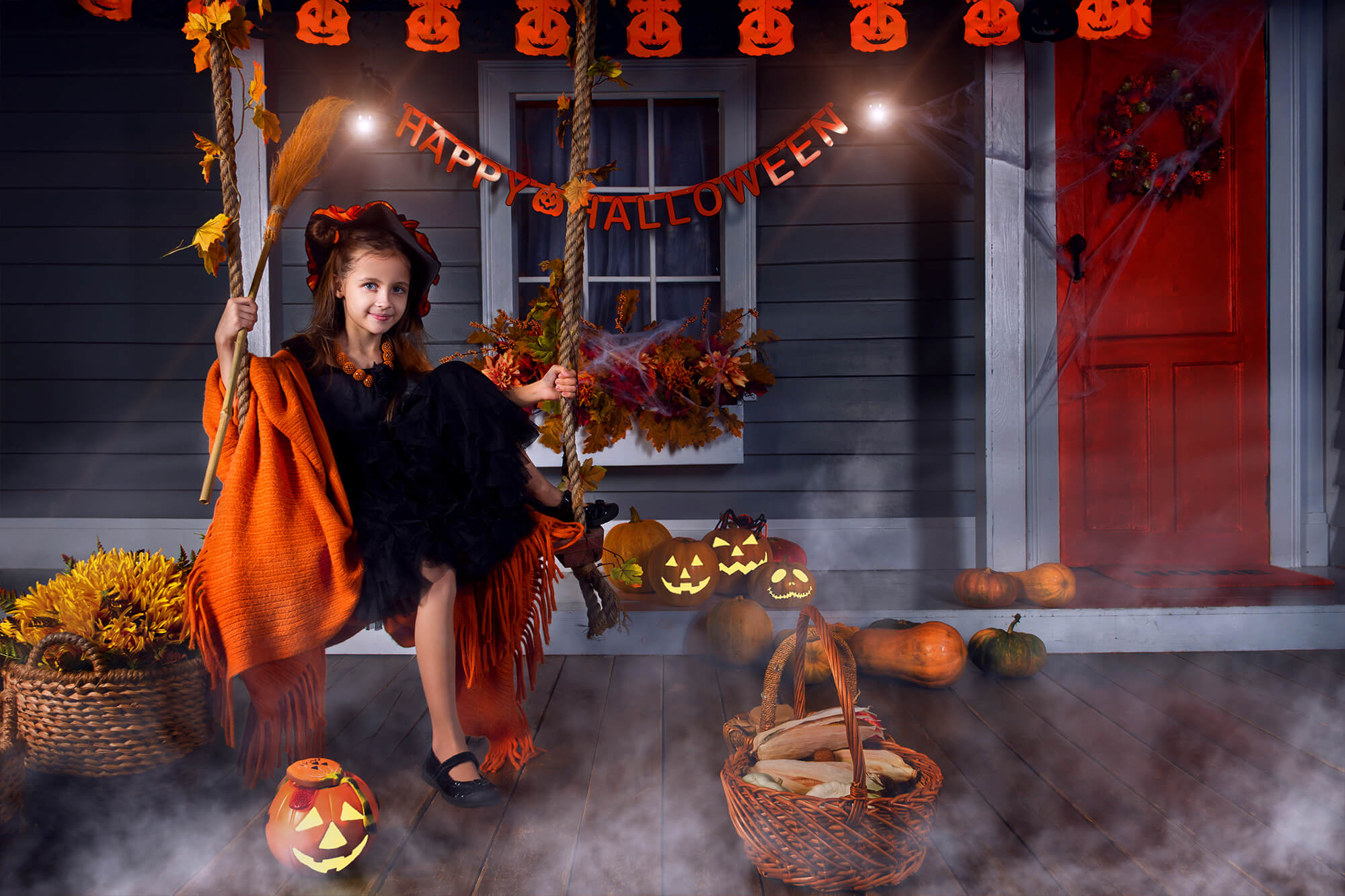 Pumpkin Halloween Party Decoration Backdrop UK M6-128