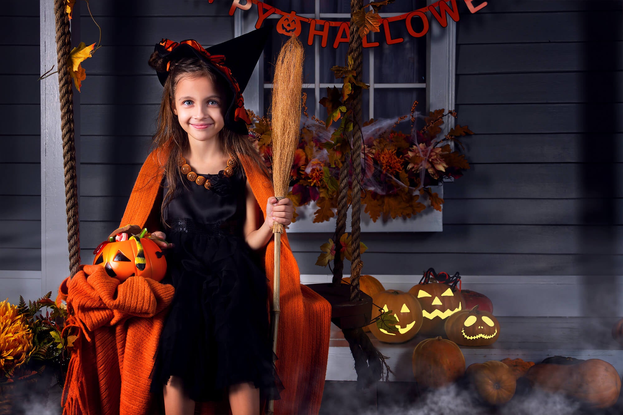 Pumpkin Halloween Party Decoration Backdrop UK M6-128