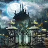 Halloween Full Moon Night Horror Mansion Backdrop UK M6-131