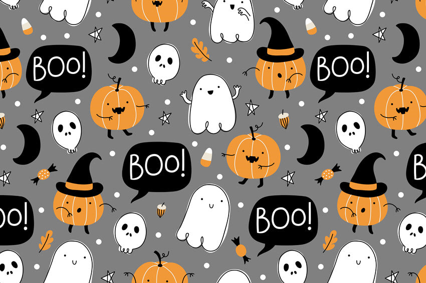 Halloween Cartoon Pumpkin Ghost Candy Backdrop UK M6-137