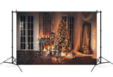 Christmas Cozy Evening Decorated Room Backdrop UK M6-141