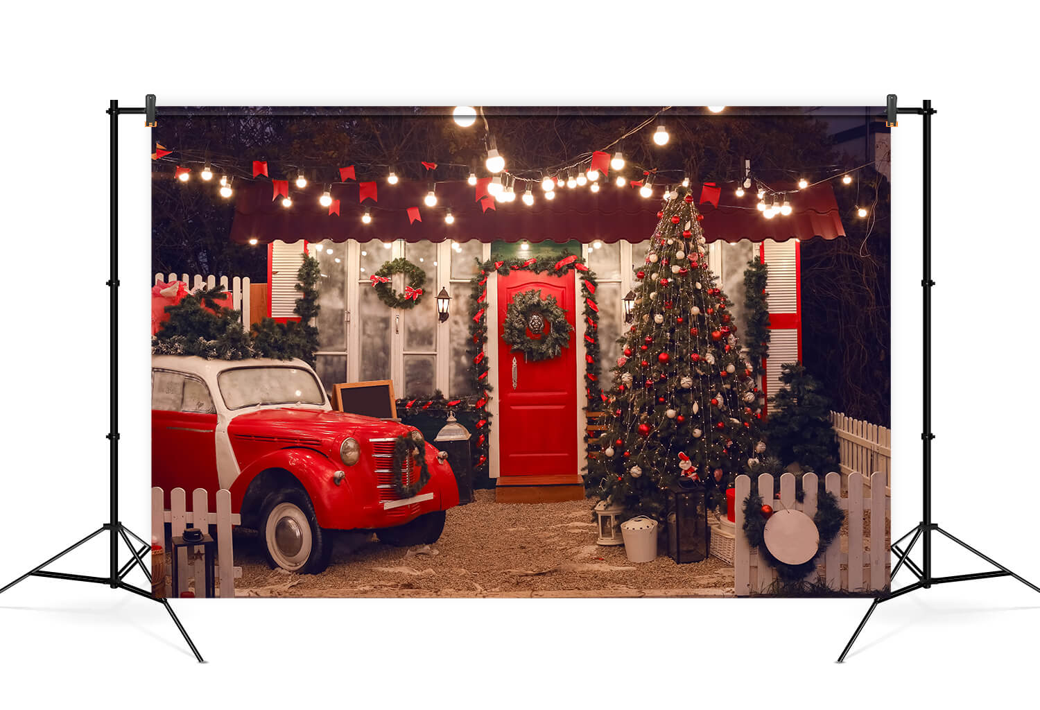 Christmas Tree Red Car Photography Backdrop UK M6-142