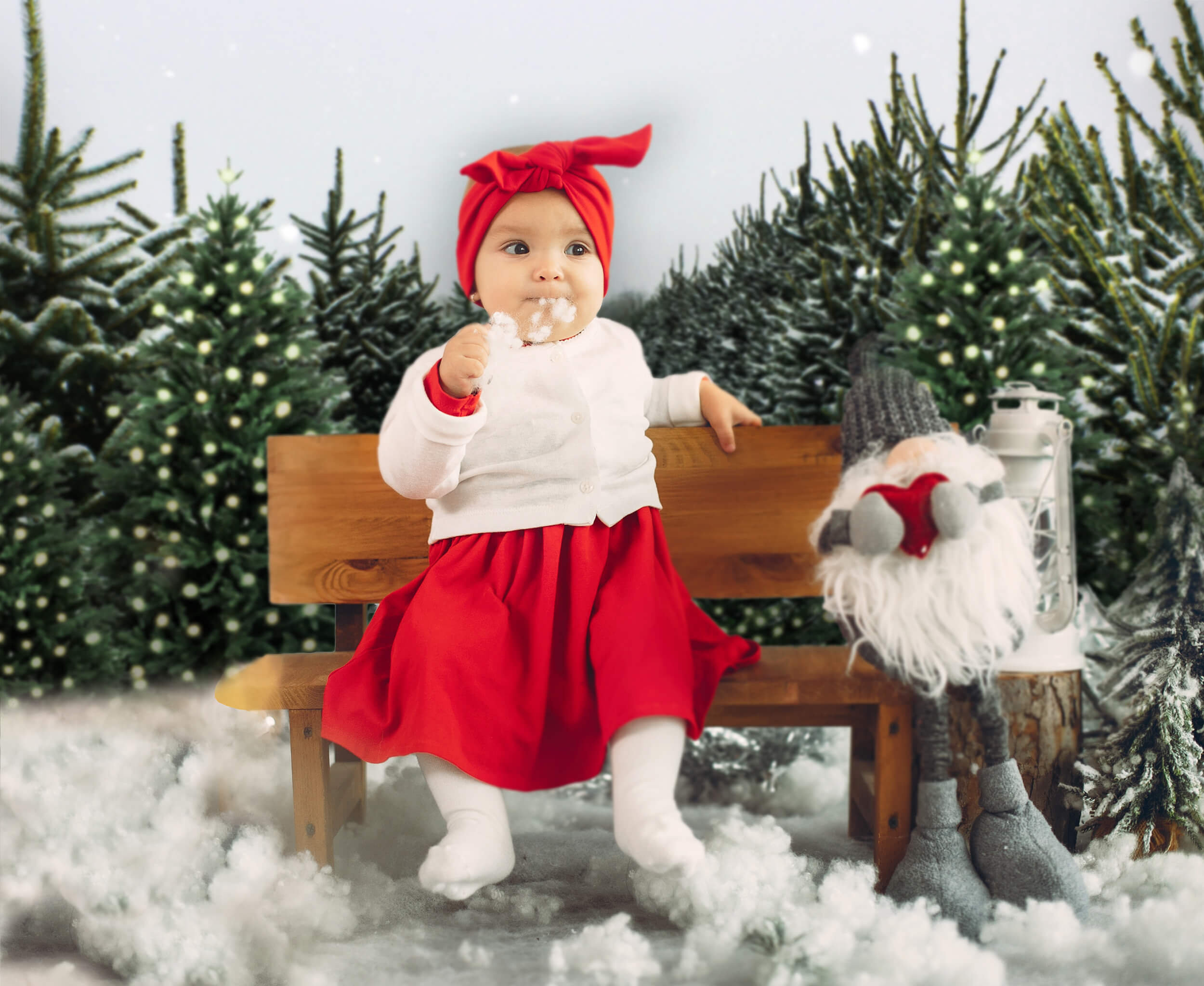 Christmas Tree Farm Winter Snow Backdrop UK M6-147