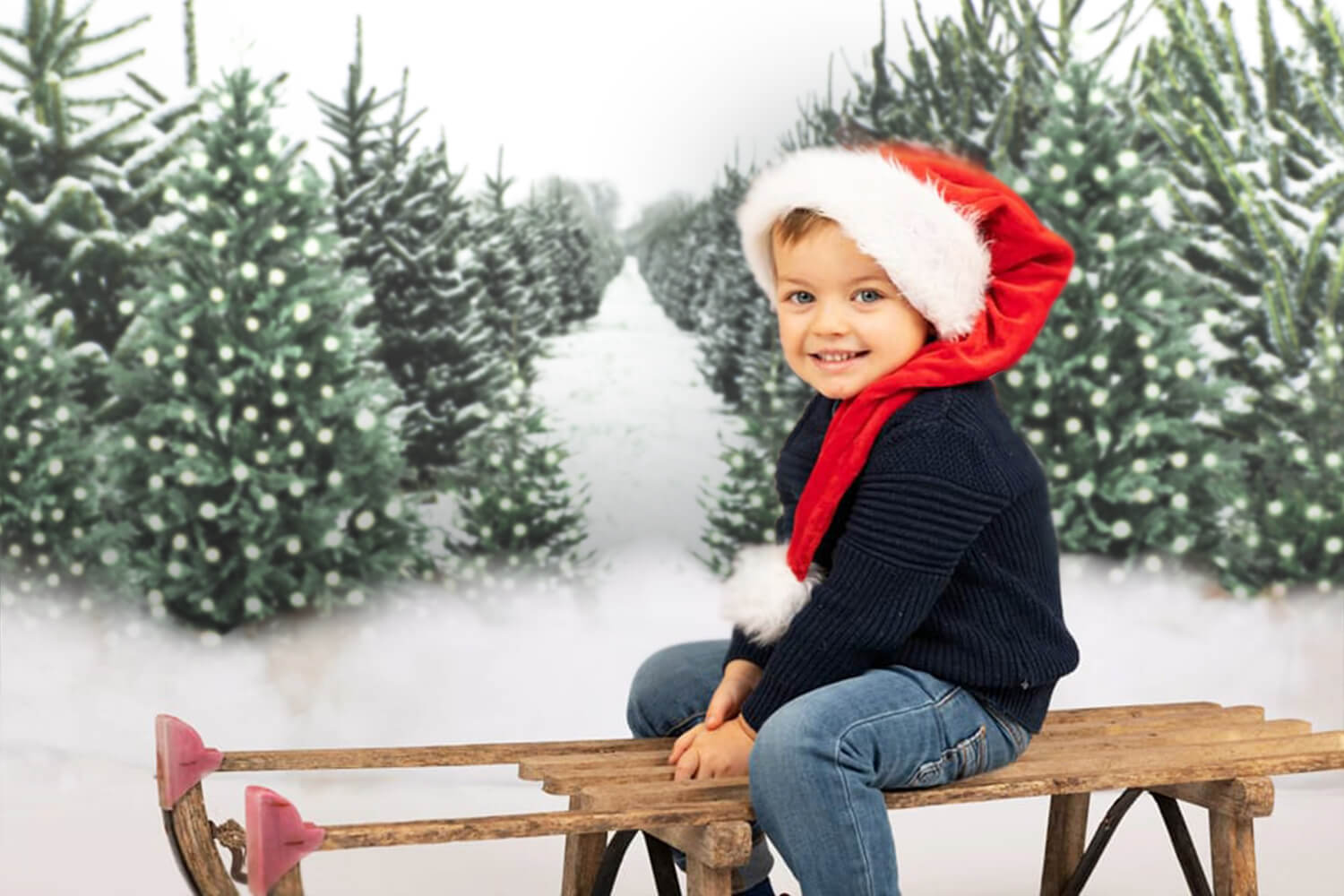 Christmas Tree Farm Winter Snow Backdrop UK M6-147