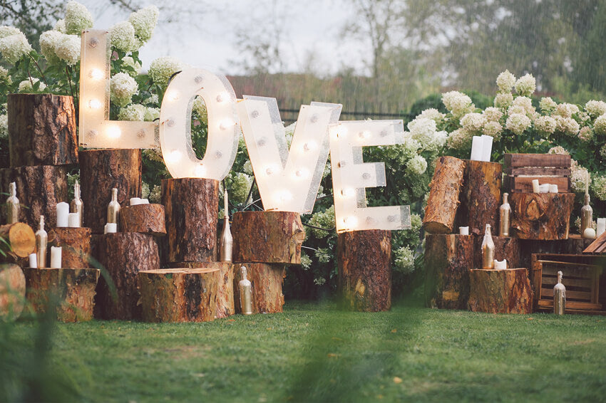 Love Letters Stumps Flower Wedding Backdrop UK M6-22