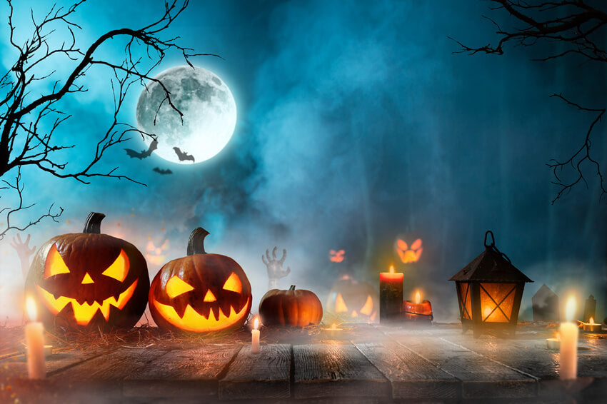 Spooky Night Full Moon Halloween Backdrop UK M6-33