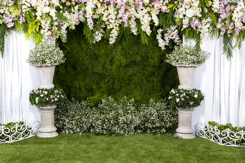 Green Grassfield Flowers Wedding Arch Backdrop UK M6-35