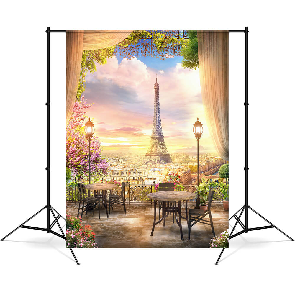 Eiffel Tower Sunset City Landscape Backdrop UK M6-45