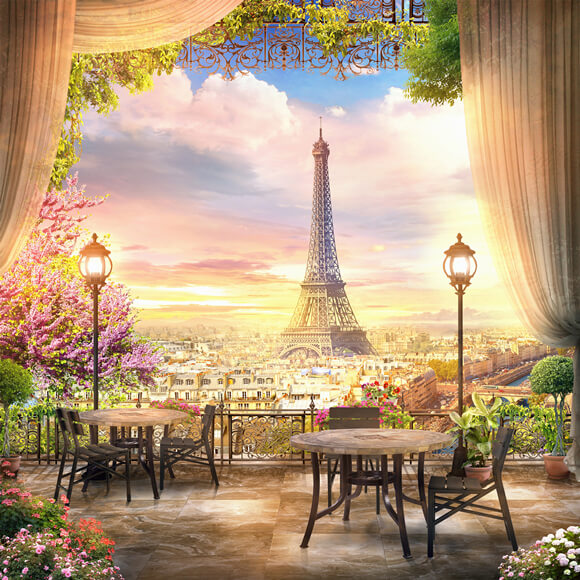 Eiffel Tower Sunset City Landscape Backdrop UK M6-45