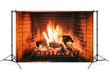 Burning Firewoods Fireplace Photography Backdrop UK M6-79