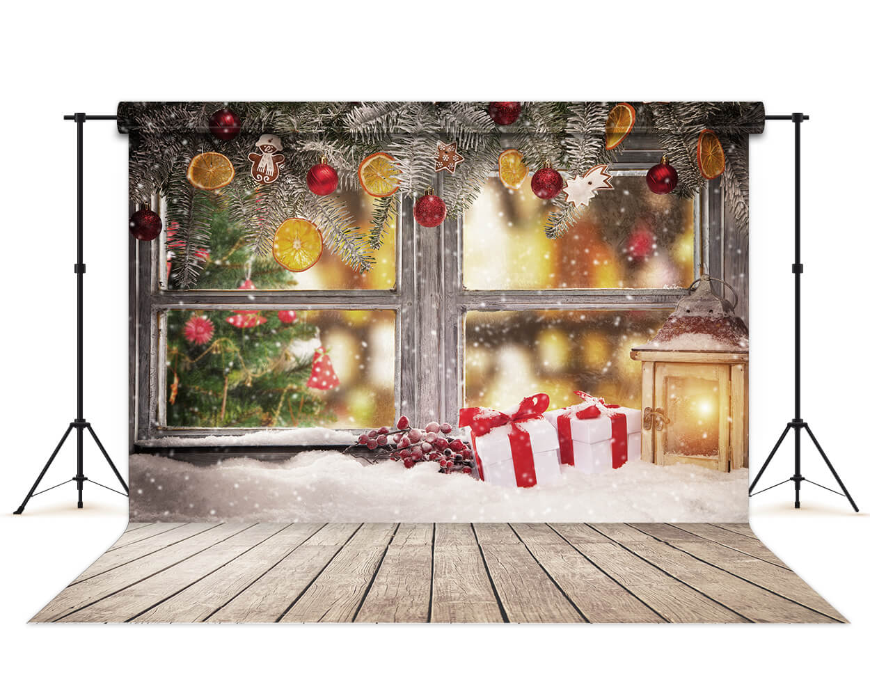 Christmas Window Decoration Blur Tree Backdrop UK M6-80