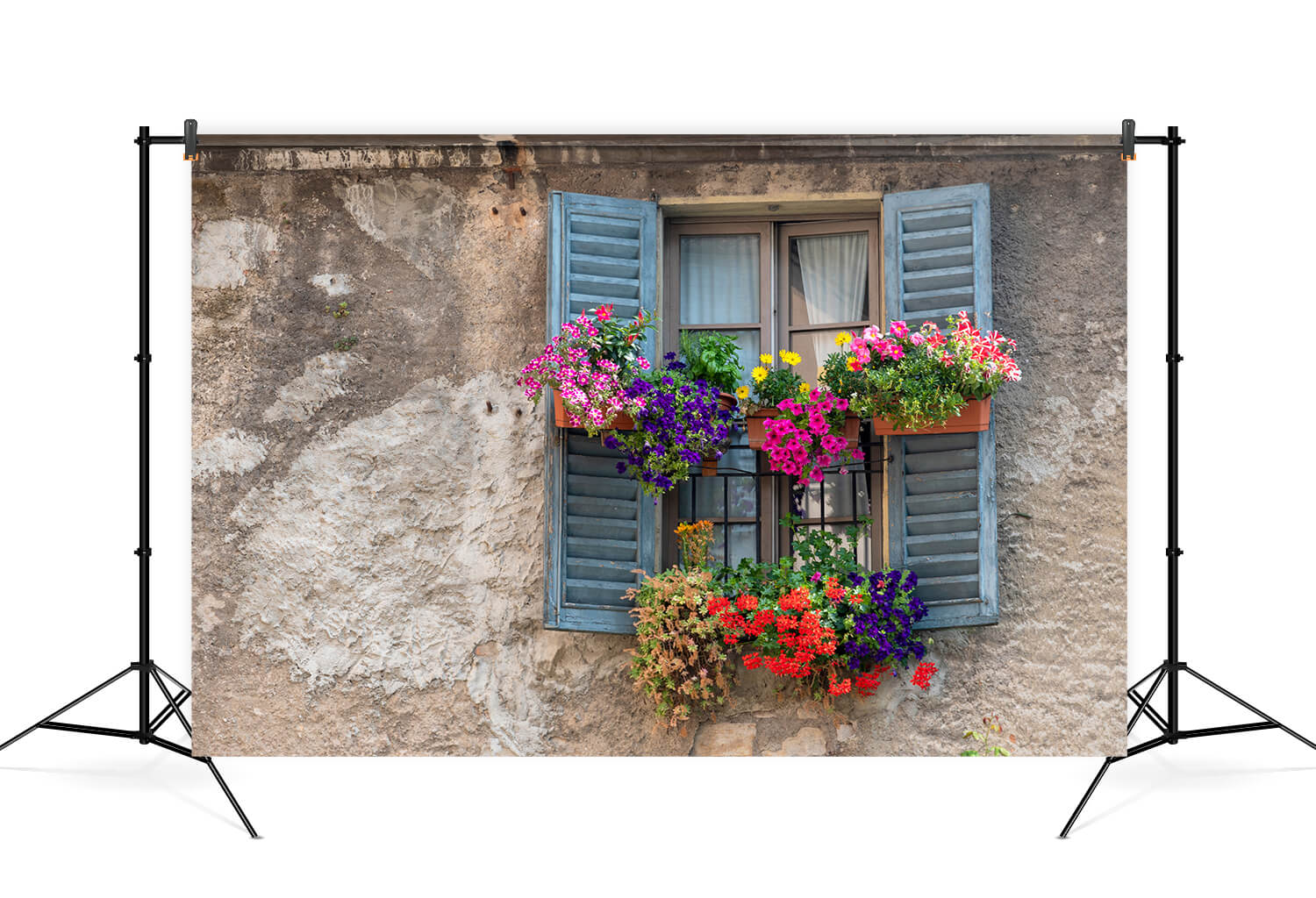 Vintage Window Colorful Flowers Wall Backdrop UK M6-81