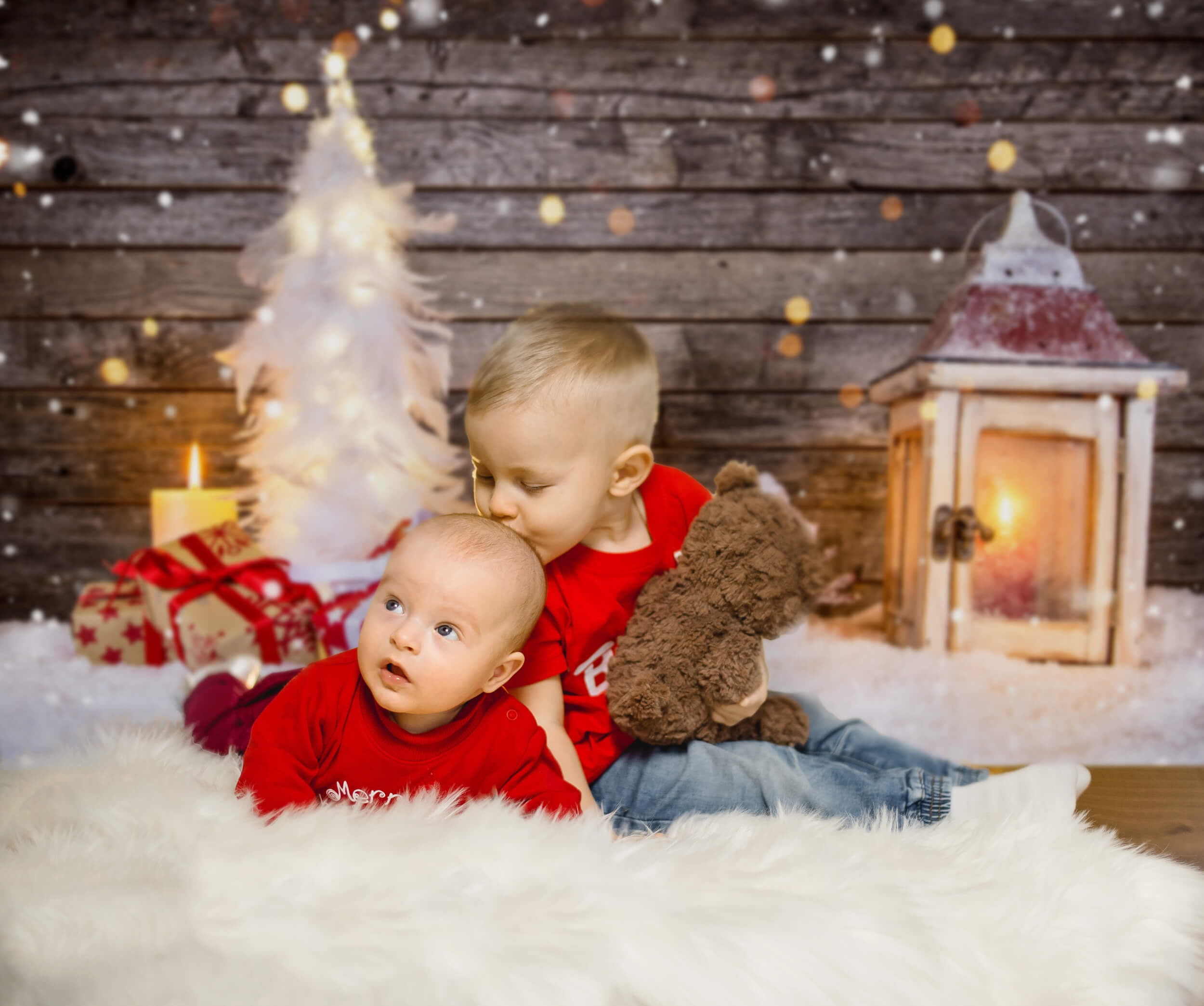 Snowy Wood Snowman Christmas Backdrop UK M6-82