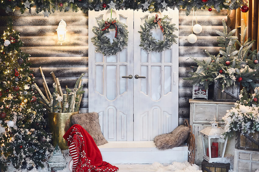 Christmas Home Decoration Courtyard Backdrop UK M6-89