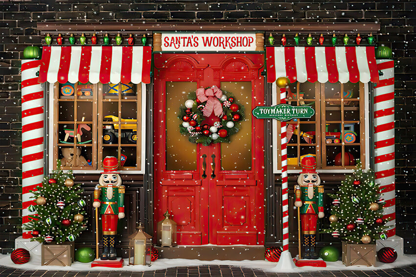 Santa's Workshop Nutcracker Christmas Backdrop UK M6-93