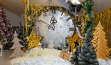 Christmas Evening Bell Golden Stars Fir Tree Backdrop UK M6-96