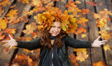 Maple Leaves on Wooden Floor Autumn Backdrop UK M6-98