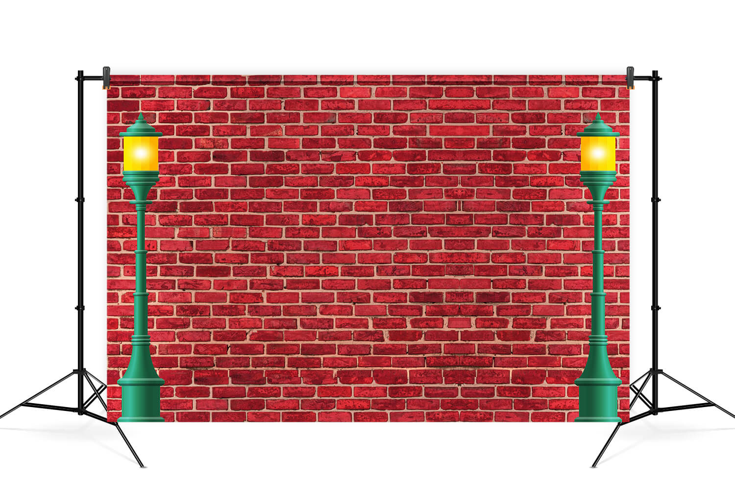 Christmas Red Brick Wall Lights Photo Backdrop UK M7-02