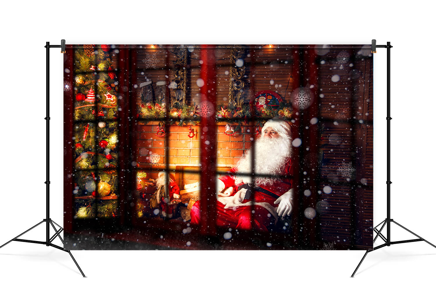 Snowy Christmas Santa Claus Photo Backdrop UK M7-08