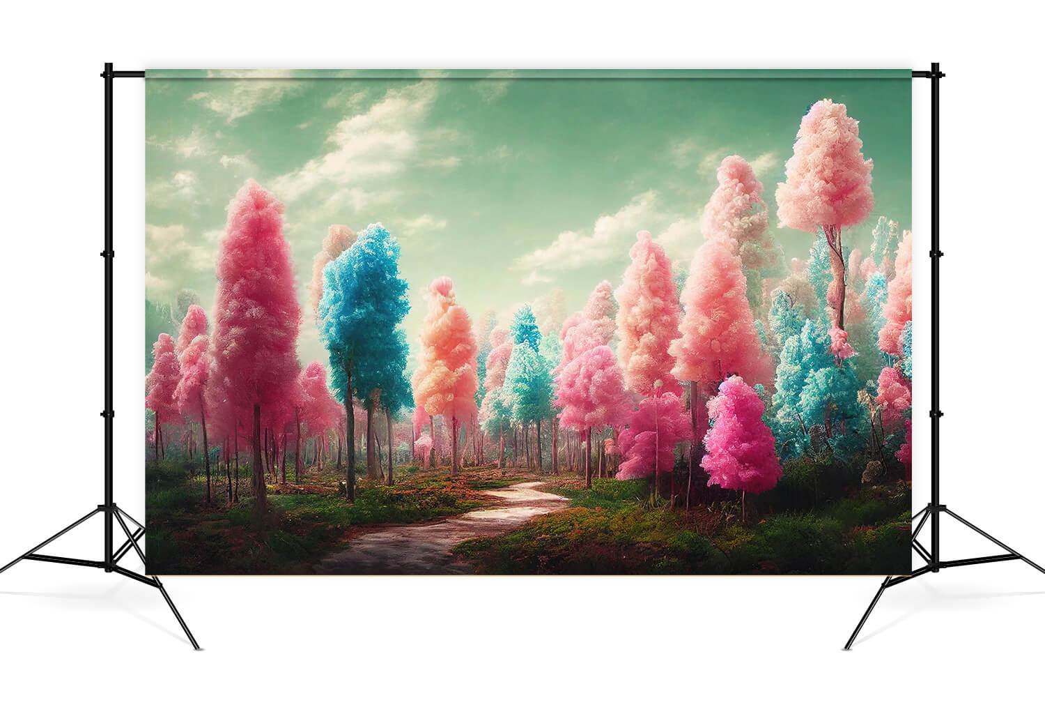 Colorful Dreamlike Candy Cotton Trees Backdrop UK M7-106