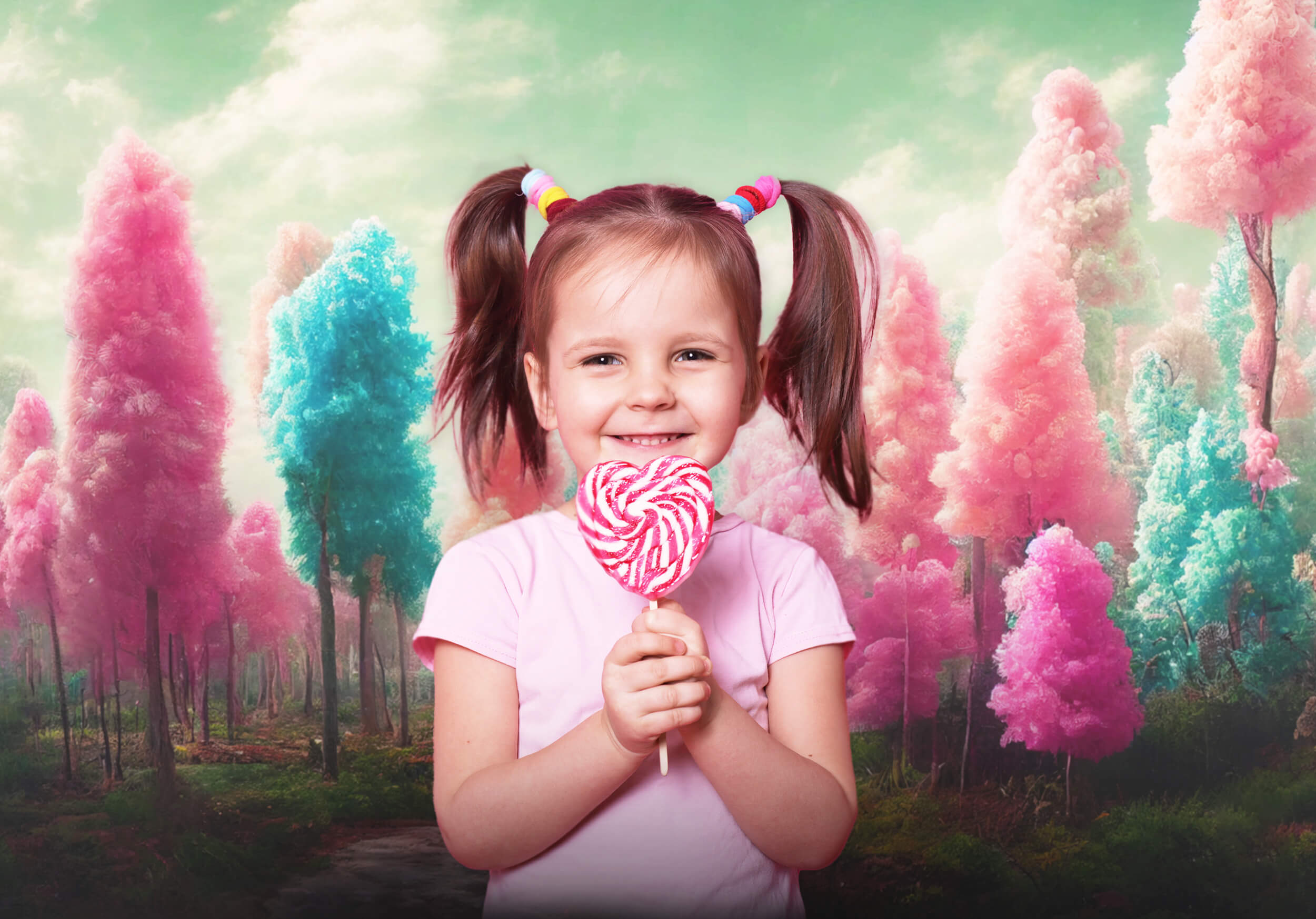 Colorful Dreamlike Candy Cotton Trees Backdrop UK M7-106