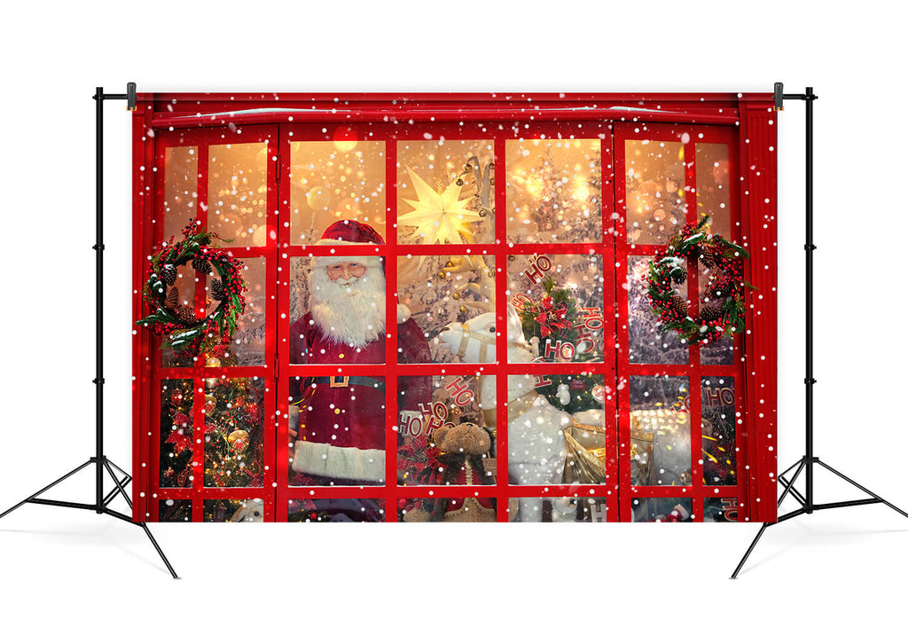 Christmas Santa Claus Shop Window Backdrop UK M7-14