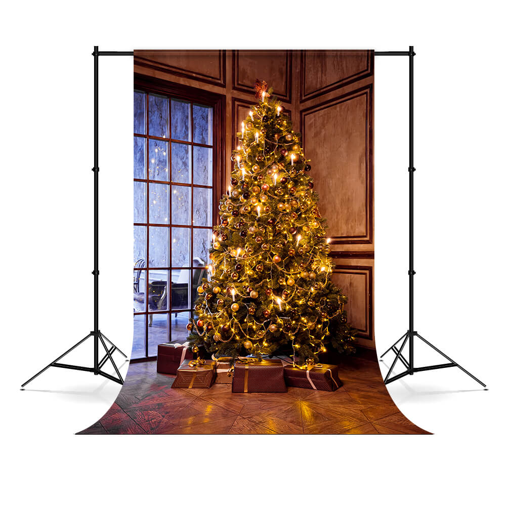 Christmas Tree Window Photography Backdrop UK M7-15