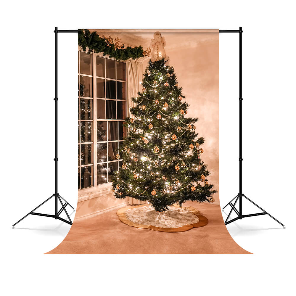 Christmas Evening Decor Lighting Tree Backdrop UK M7-17