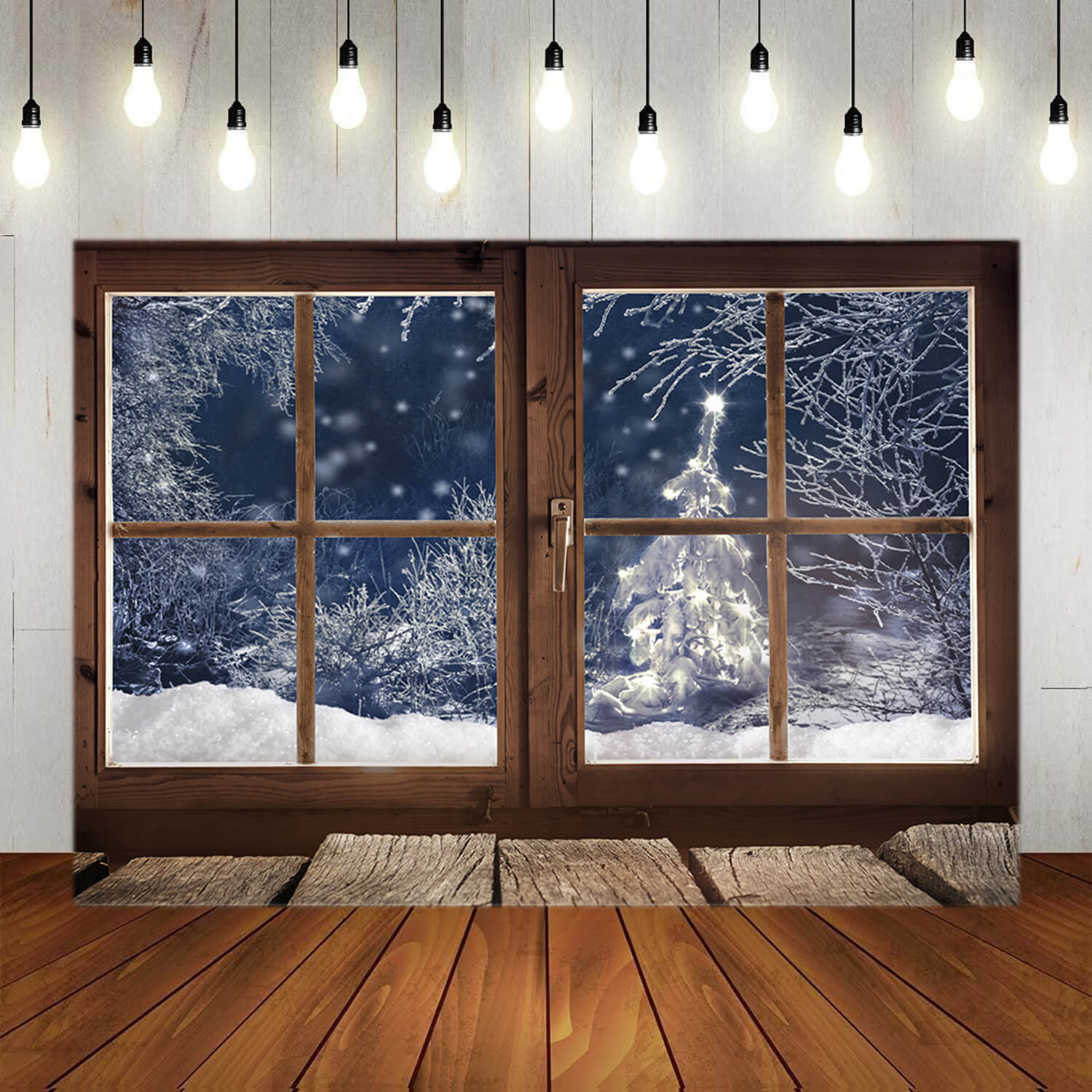 Winter Snowy Forest Window Scenery Backdrop UK M7-19