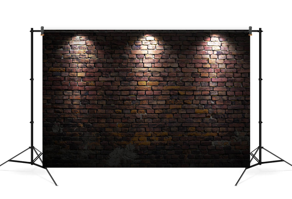 Old Brick Wall Spot Lights Photo Booth Backdrop UK M7-21