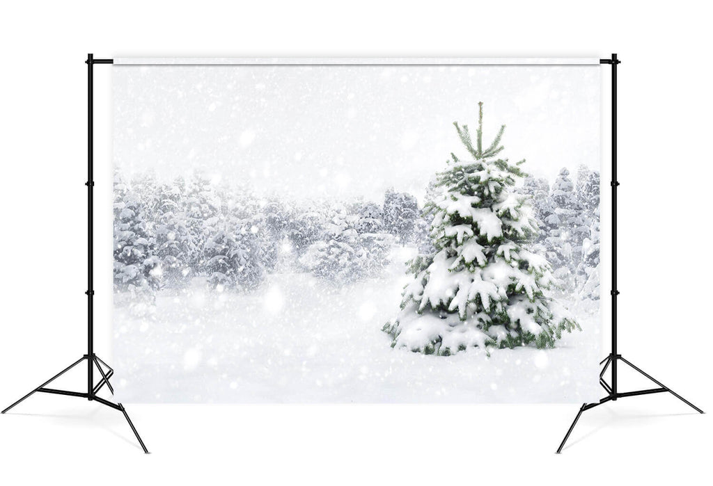 Winter Forest Snow Tree Photography Backdrop UK M7-23