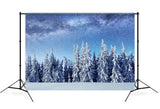 Winter Starry Sky Snowy Tree Forest Backdrop UK M7-24