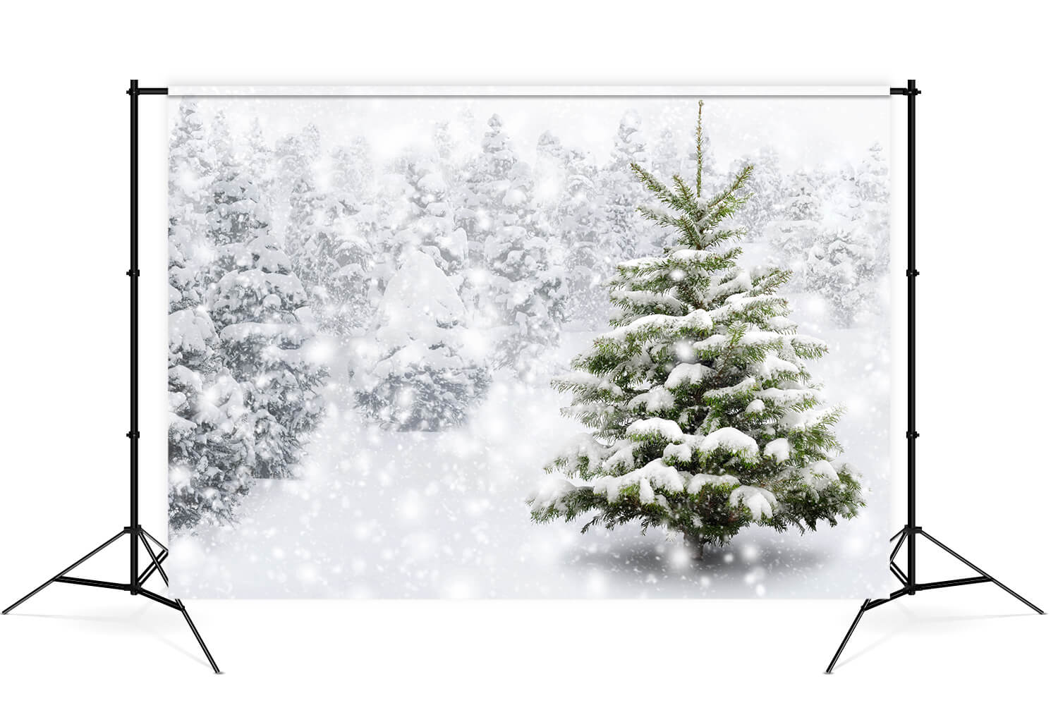 Winter Falling Snowflake Pine Forest Backdrop UK M7-26