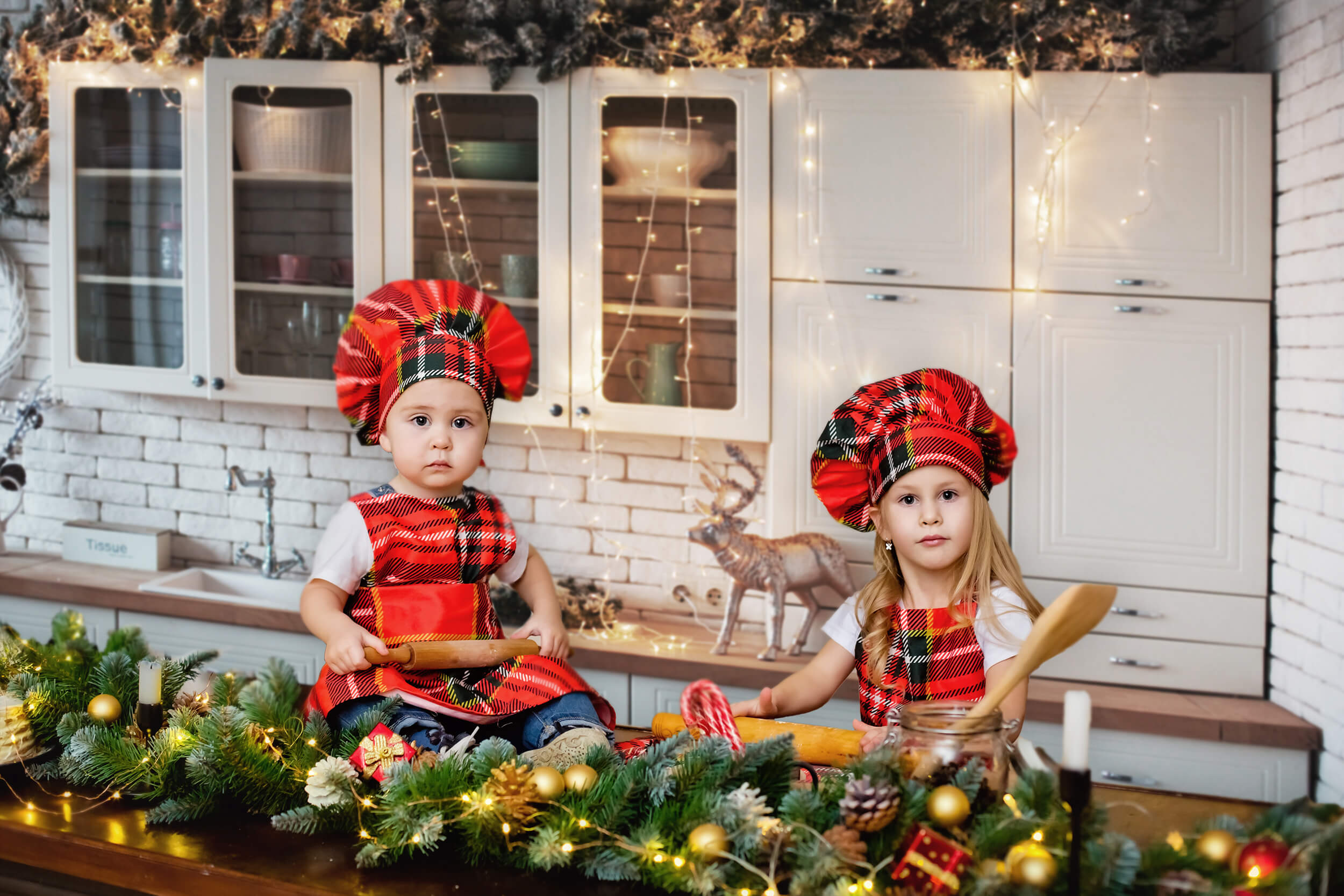 Decorated Christmas Kitchen Photography Backdrop UK M7-28