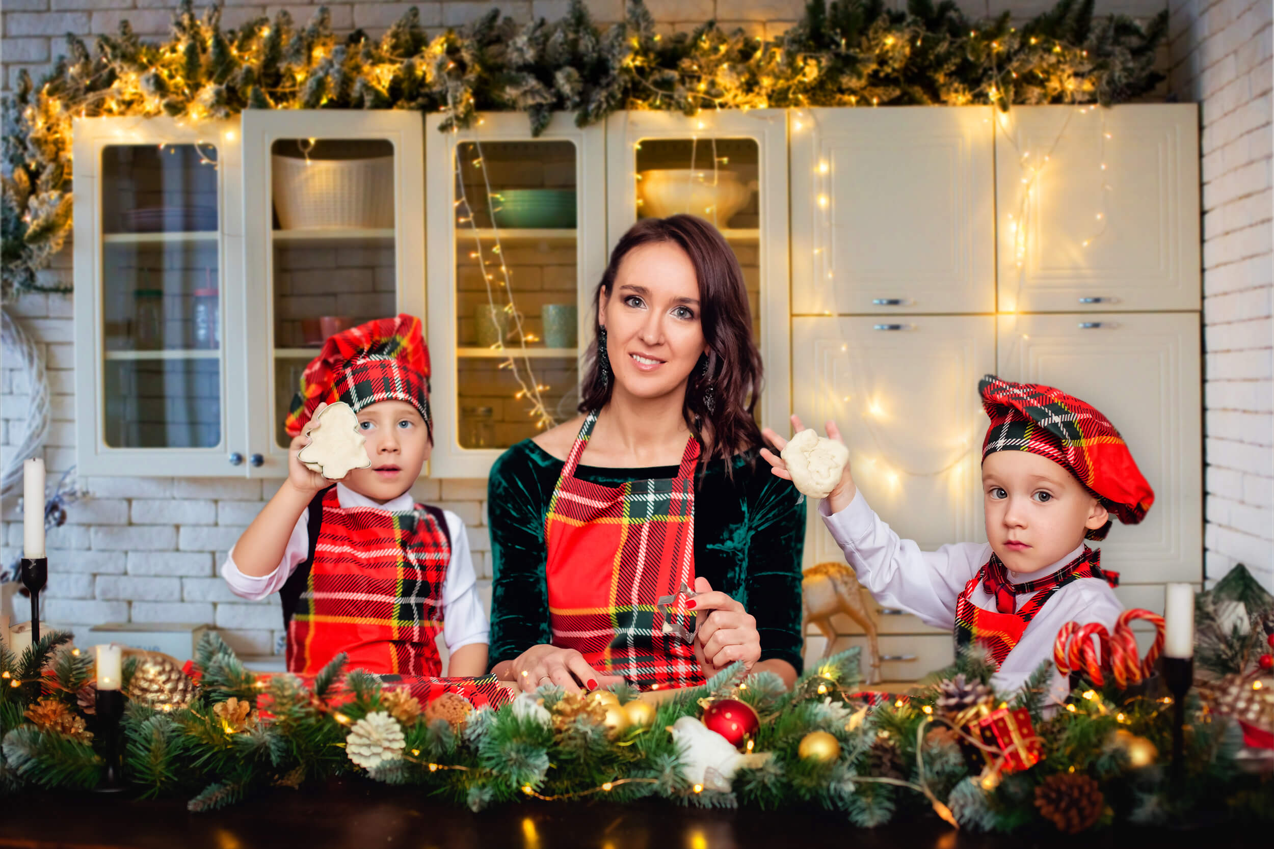 Decorated Christmas Kitchen Photography Backdrop UK M7-28