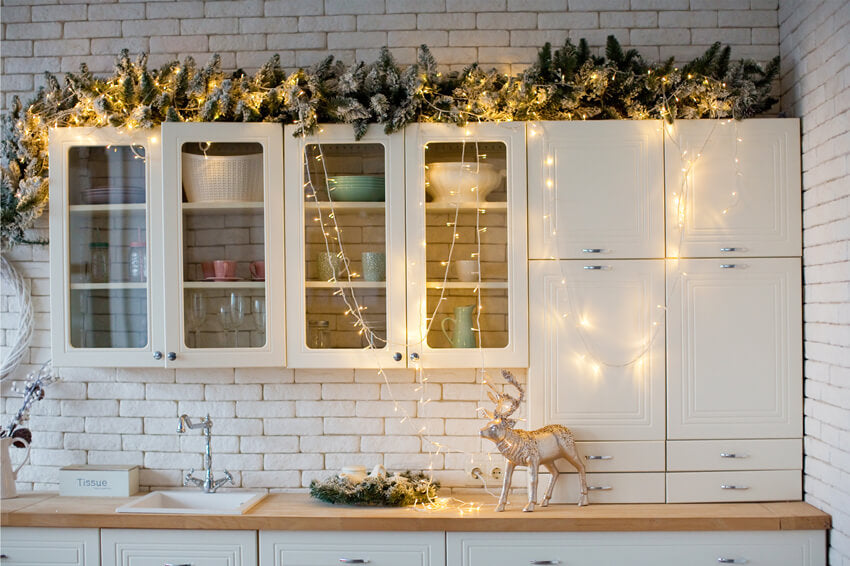 Decorated Christmas Kitchen Photography Backdrop UK M7-28